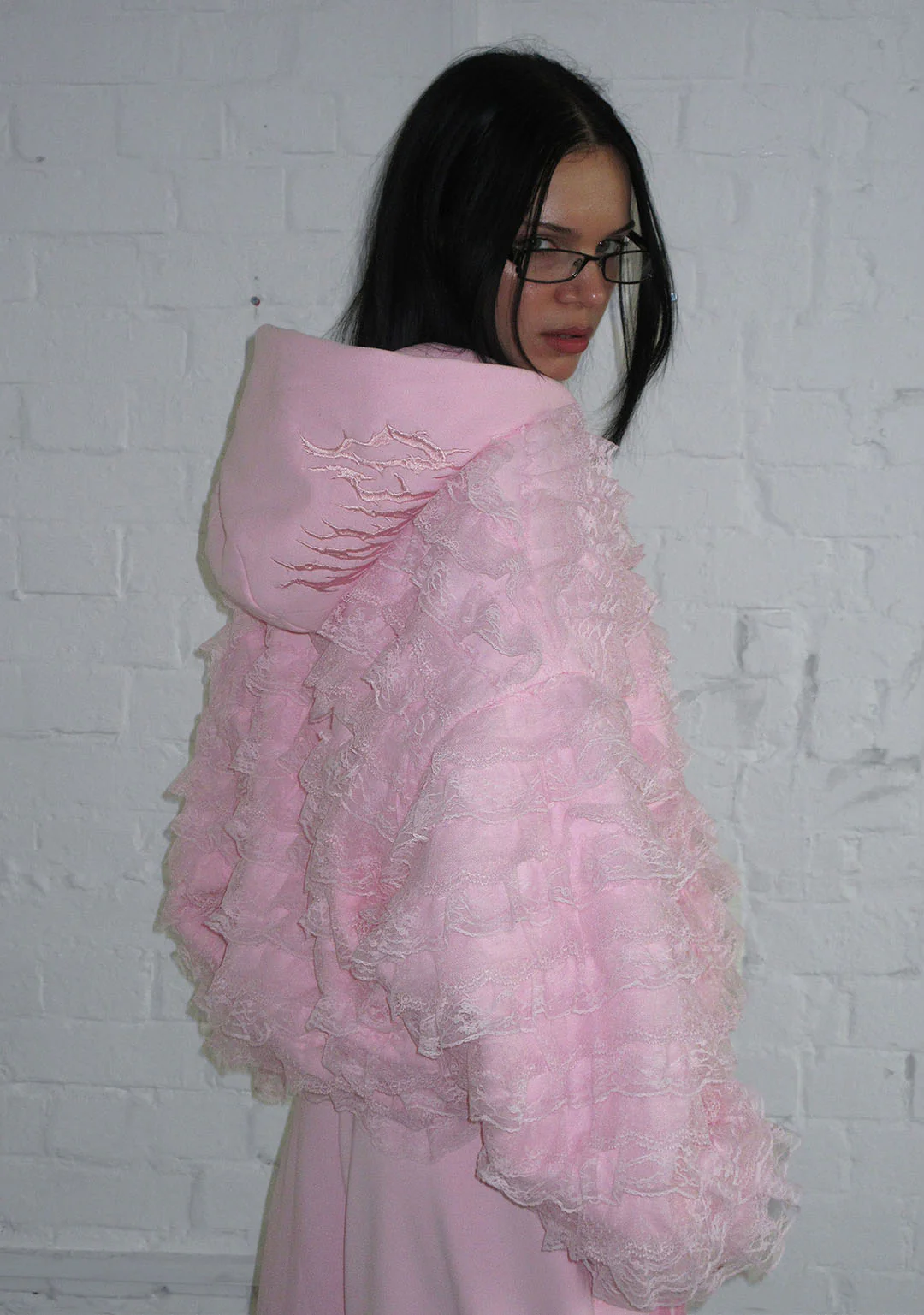 BAD ROMANCE RUFFLE ZIP HOODIE BABY PINK - Image 4