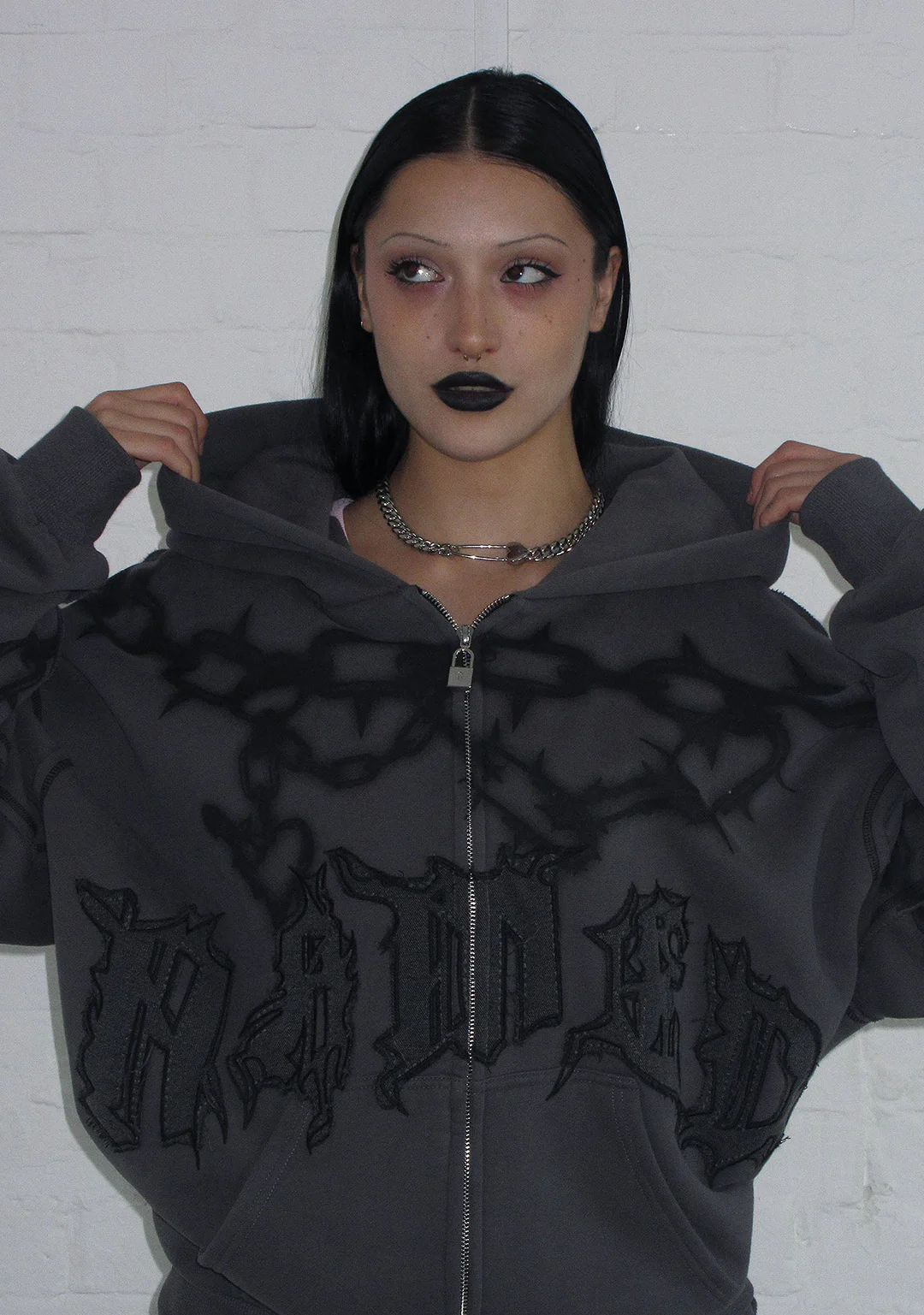 CHAINS ZIP HOODIE CAST IRON - Image 4