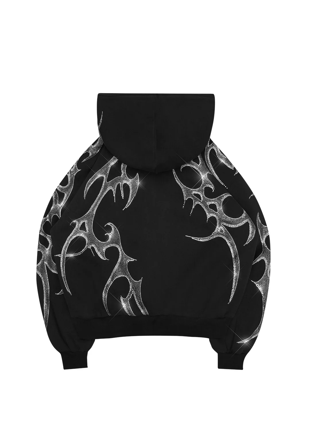 CRASH RHINESTONE ZIP HOODIE BLACK - Image 6