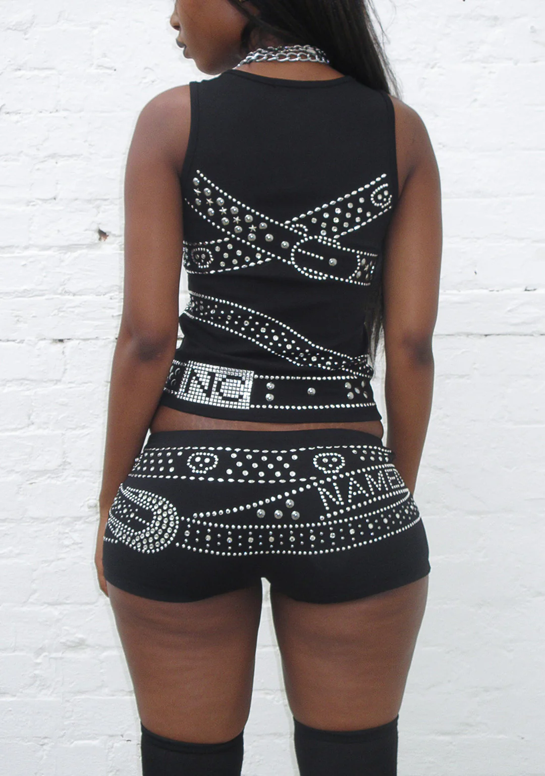 CRUSH STUDDED BELT MICRO HOTPANT SHORTS BLACK - Image 3