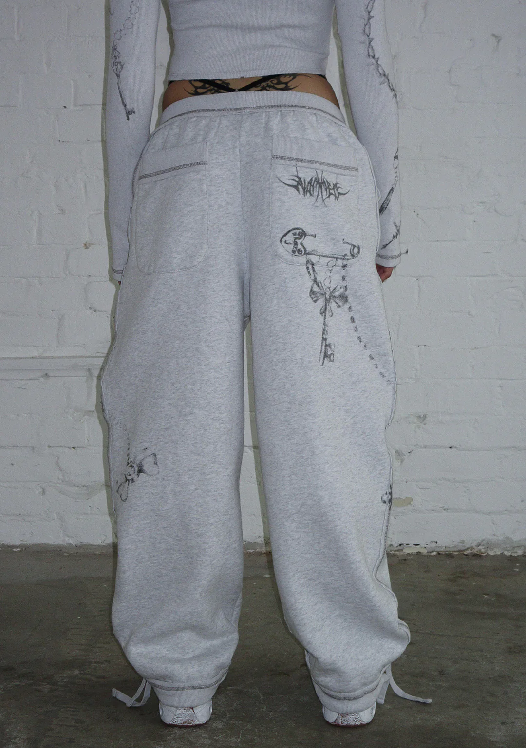 DESTROY OVERSIZED SWEATPANTS GREY MARL - Image 3