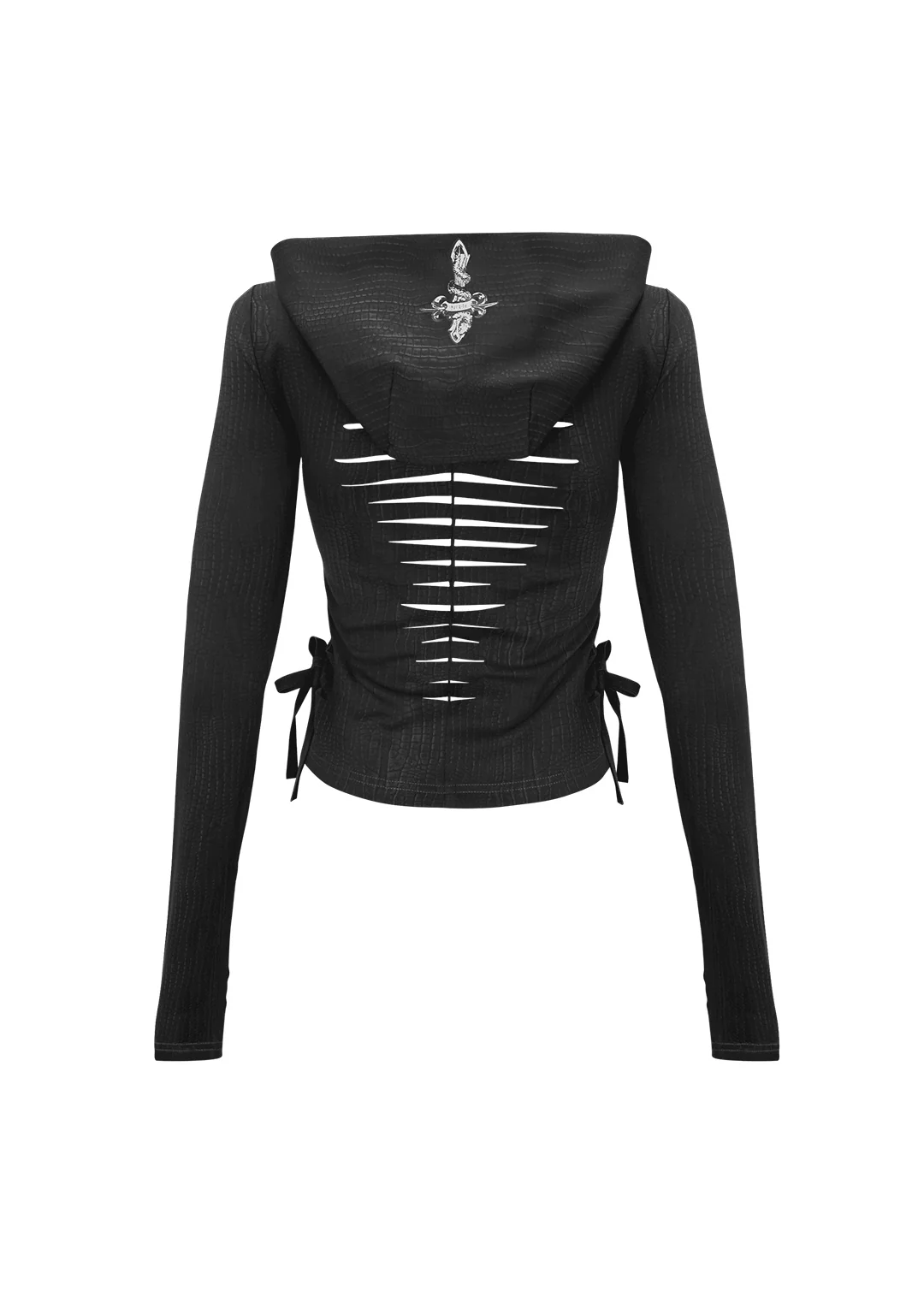 ENVY SNAKESKIN SLASHED SCULPT STRETCH ZIP HOODIE CHARCOAL - Image 7