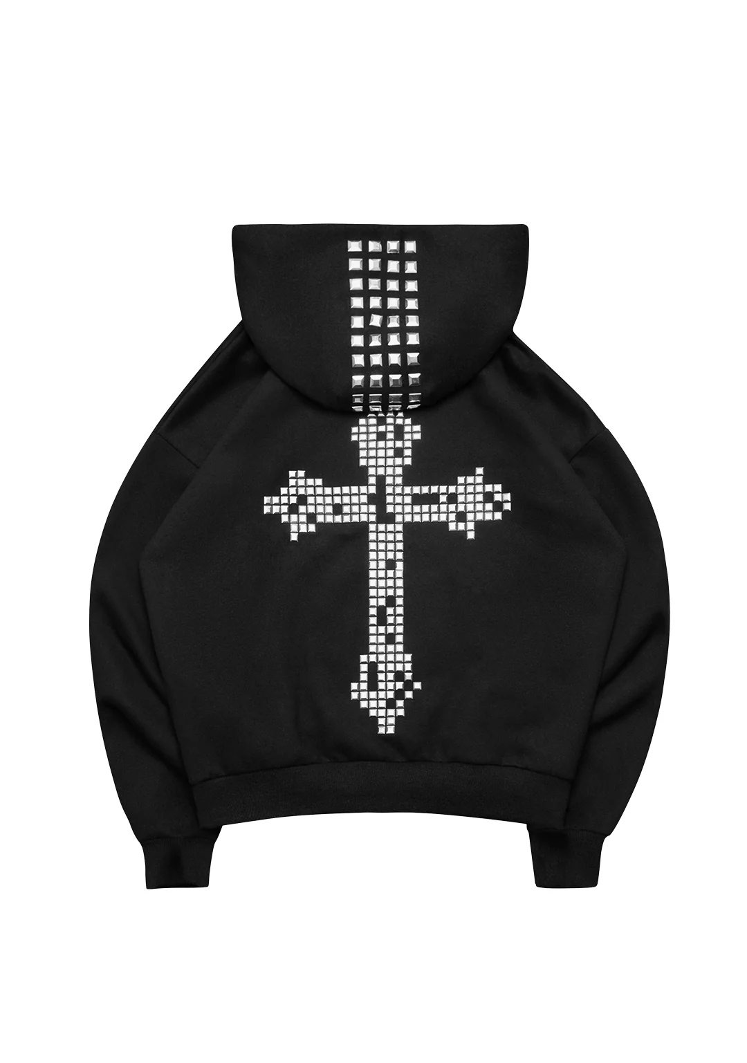 FAITHFUL STUDDED ZIP HOODIE BLACK - Image 8