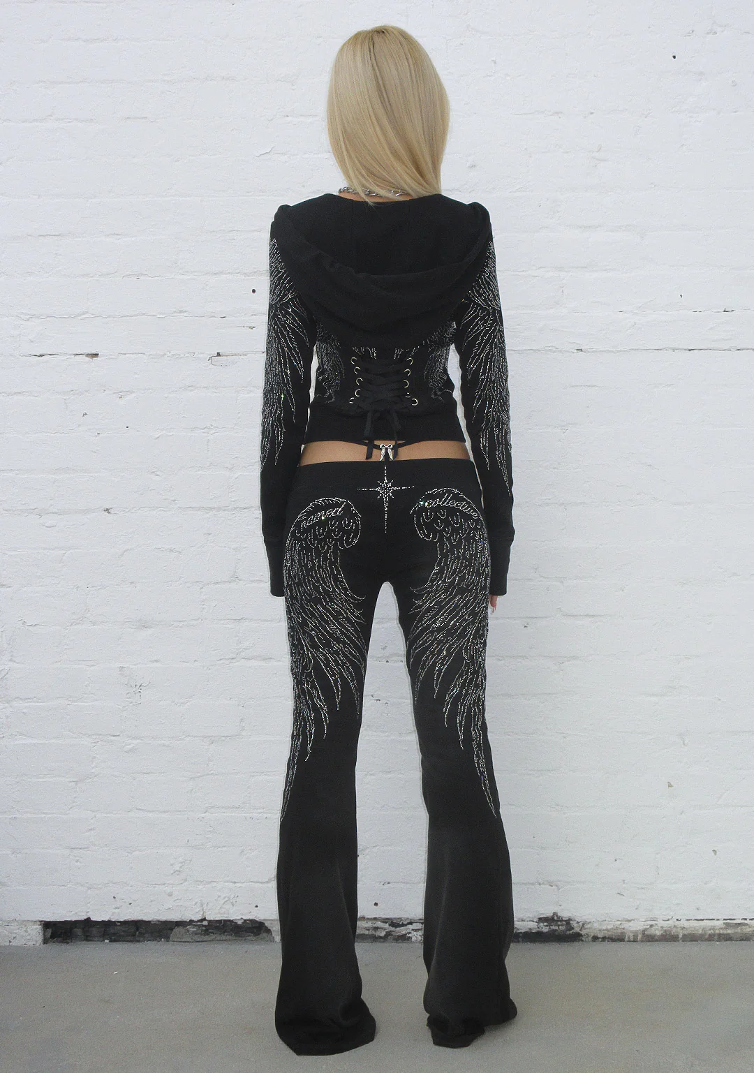 FALLEN RHINESTONE SCULPT PANTS WASHED BLACK - Image 5