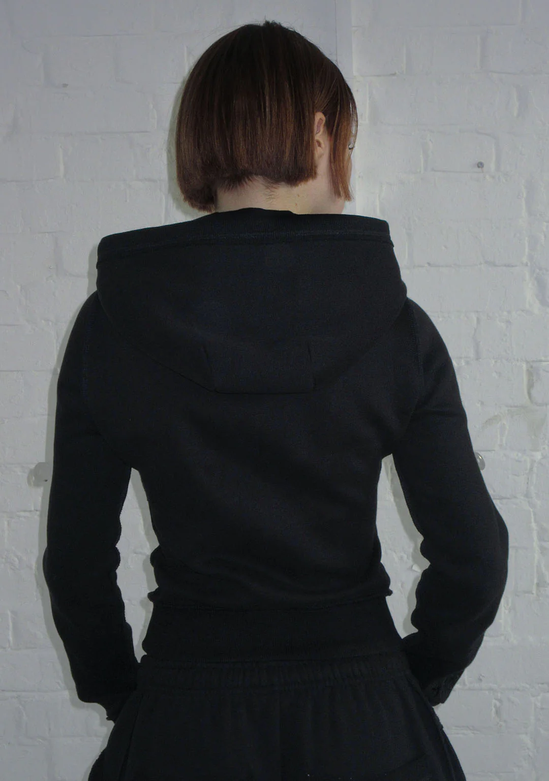 GHOST EMBROIDERED FITTED ZIP HOODIE BLACK - Image 6