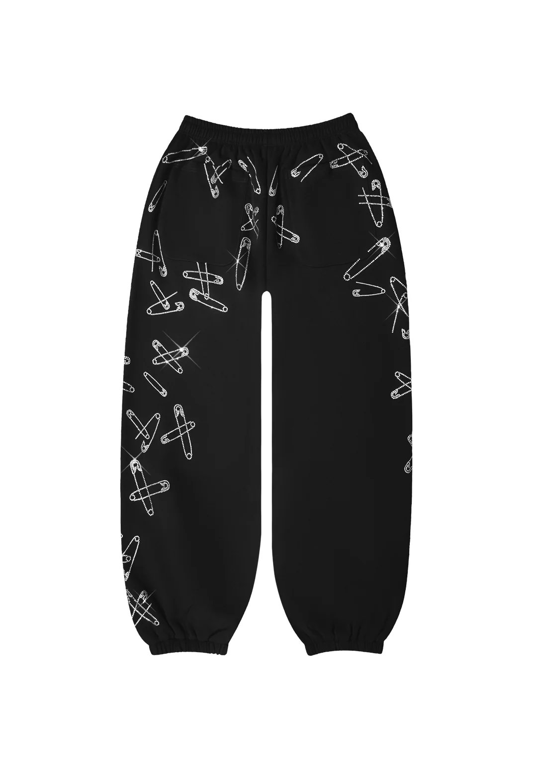HEIST RHINESTONE SAFETY PIN OVERSIZED SWEATPANTS BLACK - Image 6