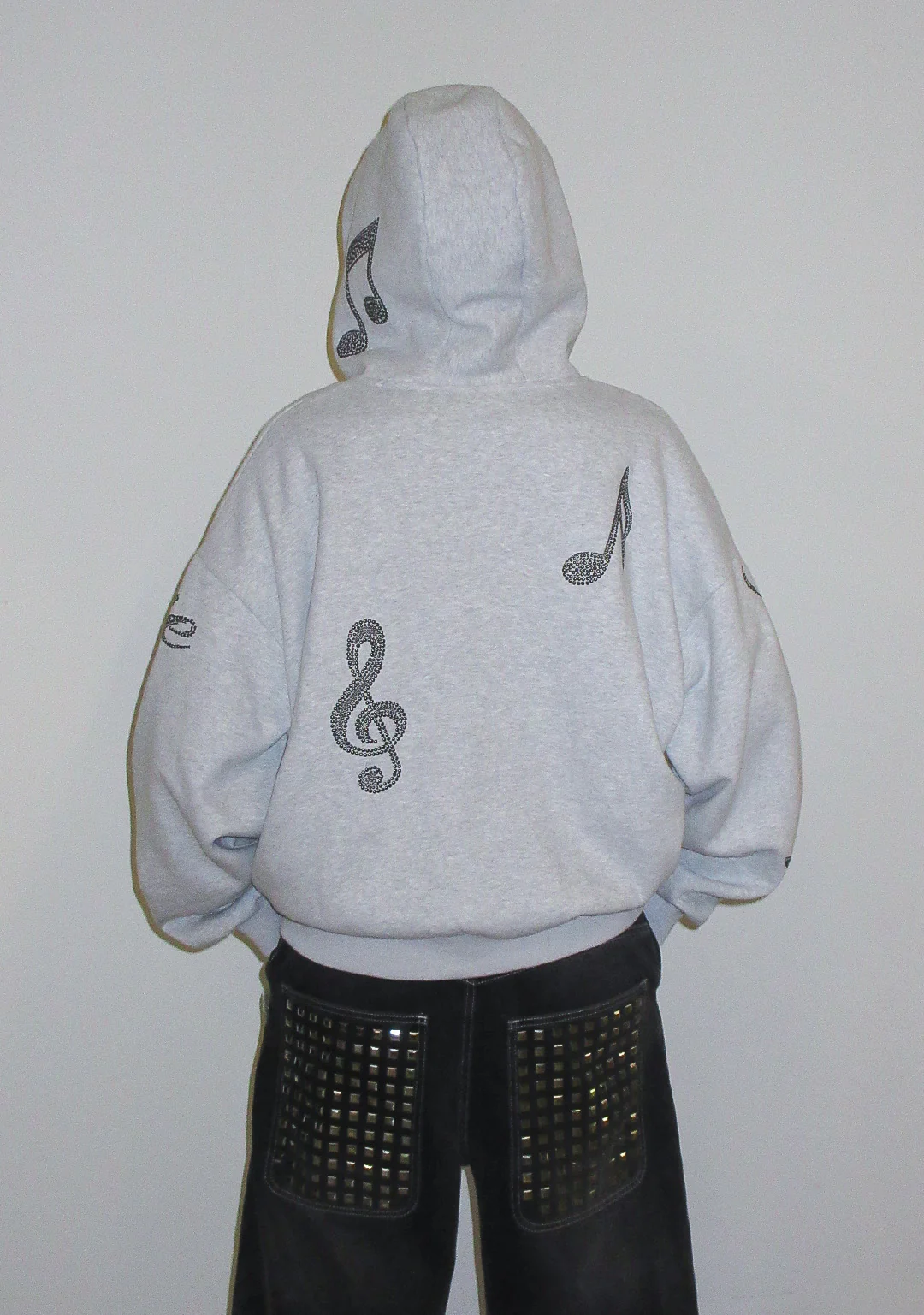 MUSE STUDDED ZIP HOODIE GREY MARL - Image 5