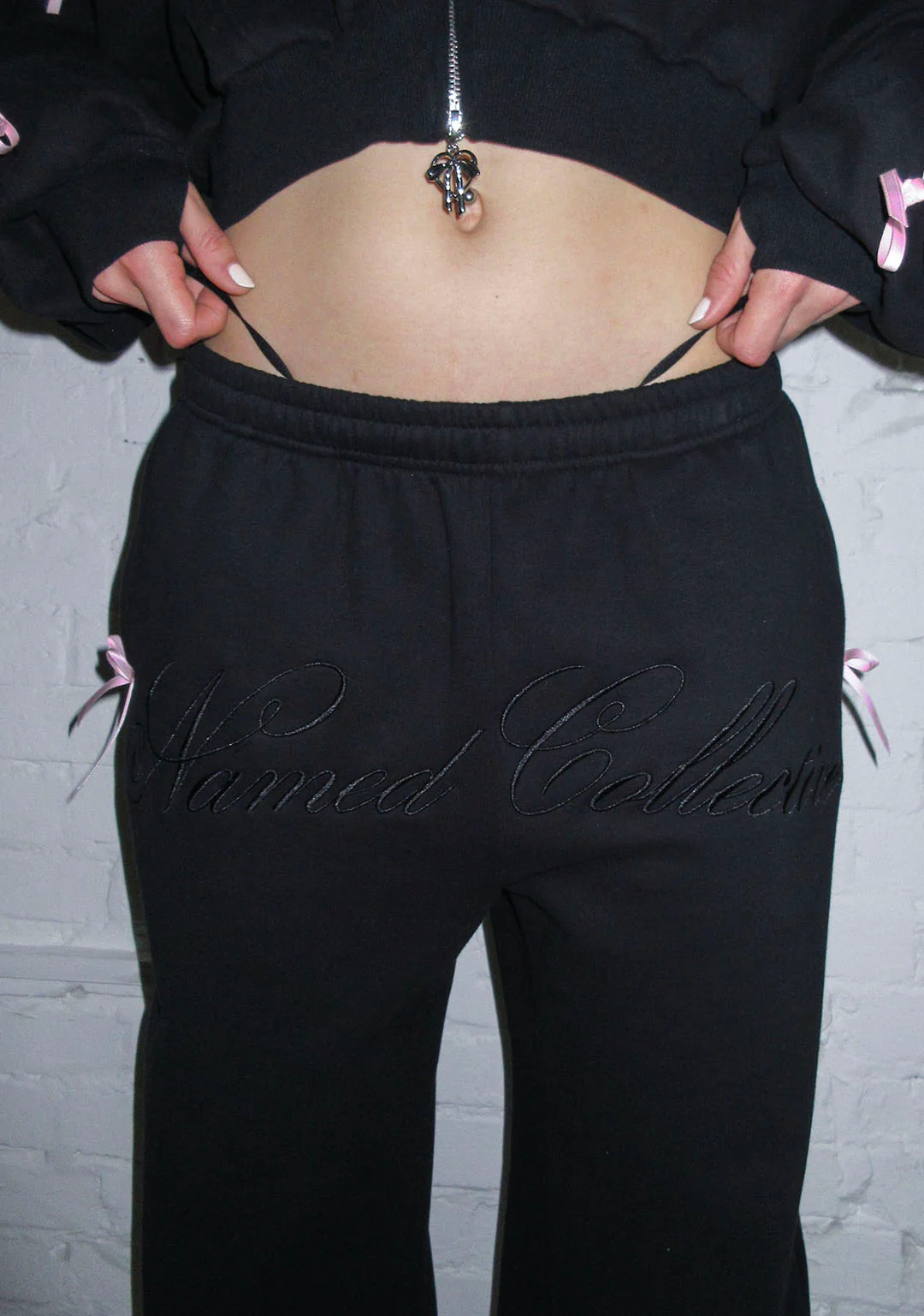 PRINC355 RIBBON SWEATPANTS BLACK - Image 4