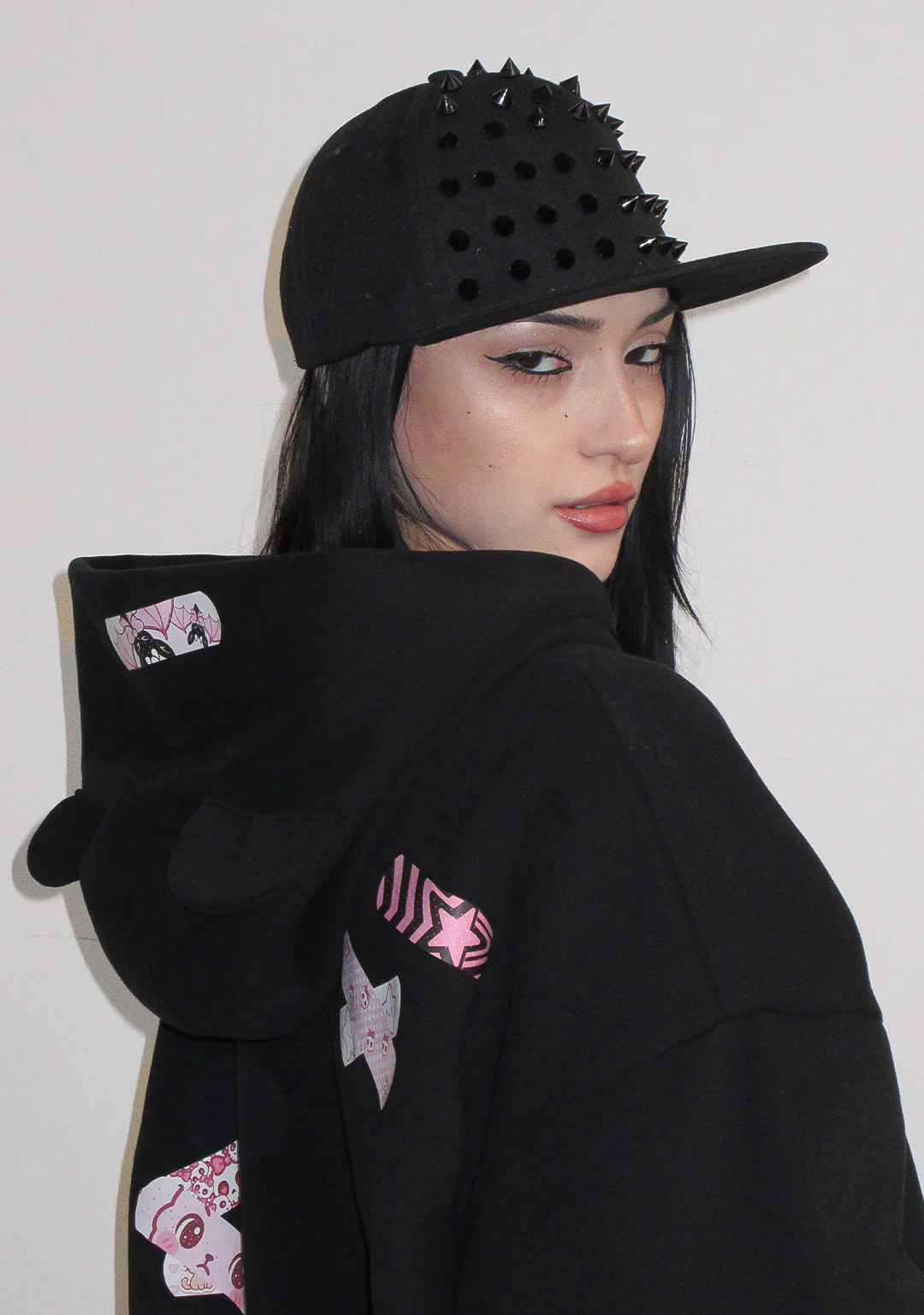 STITCH TEDDY ZIP HOODIE BLACK - Image 5