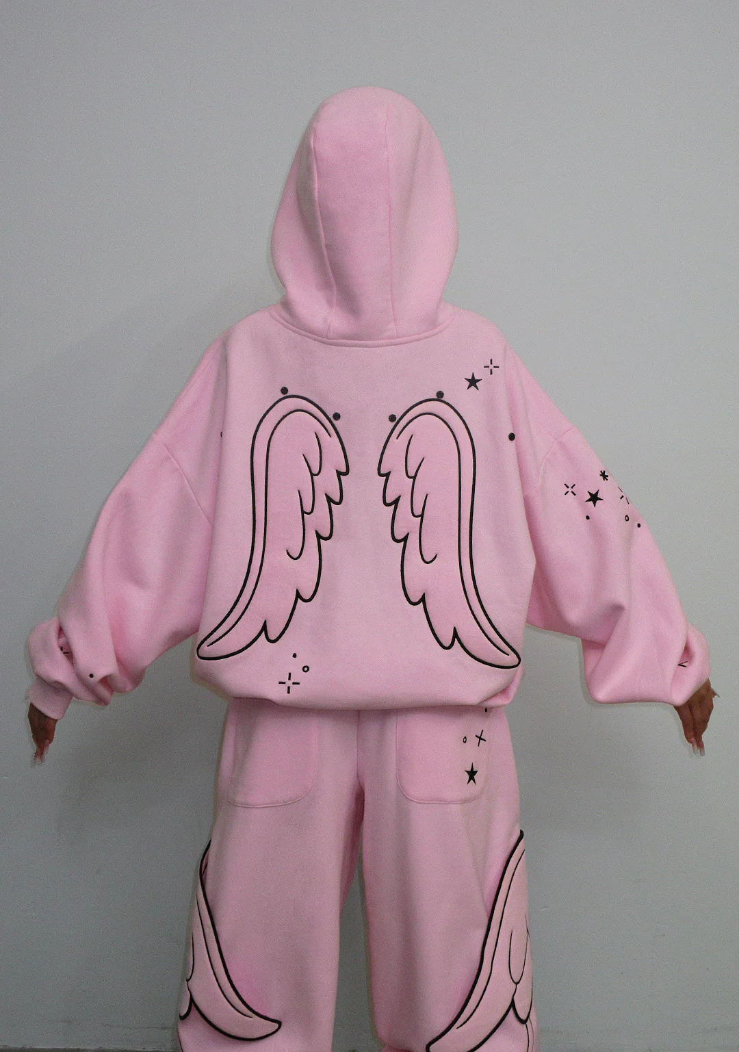 STITCH WINGS PULLOVER HOODIE BABY PINK (DETACHABLE WINGS) - Image 4