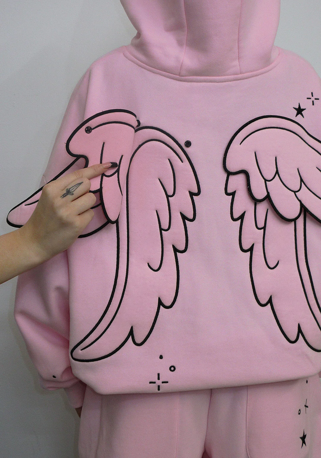 STITCH WINGS PULLOVER HOODIE BABY PINK (DETACHABLE WINGS) - Image 6