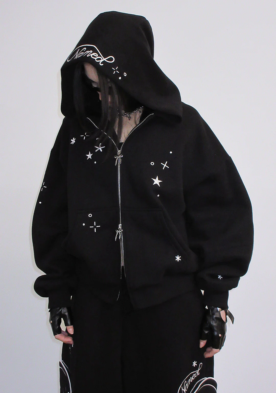 STITCH WINGS ZIP HOODIE BLACK (DETACHABLE WINGS) - Image 4