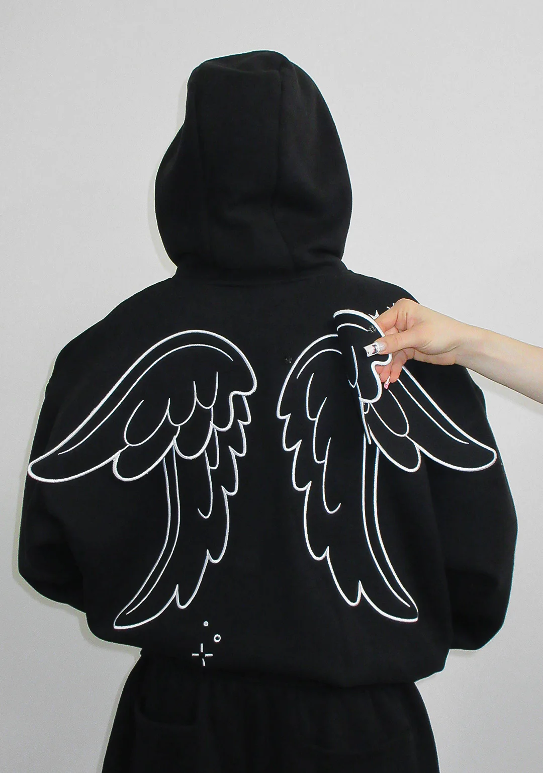STITCH WINGS ZIP HOODIE BLACK (DETACHABLE WINGS) - Image 6