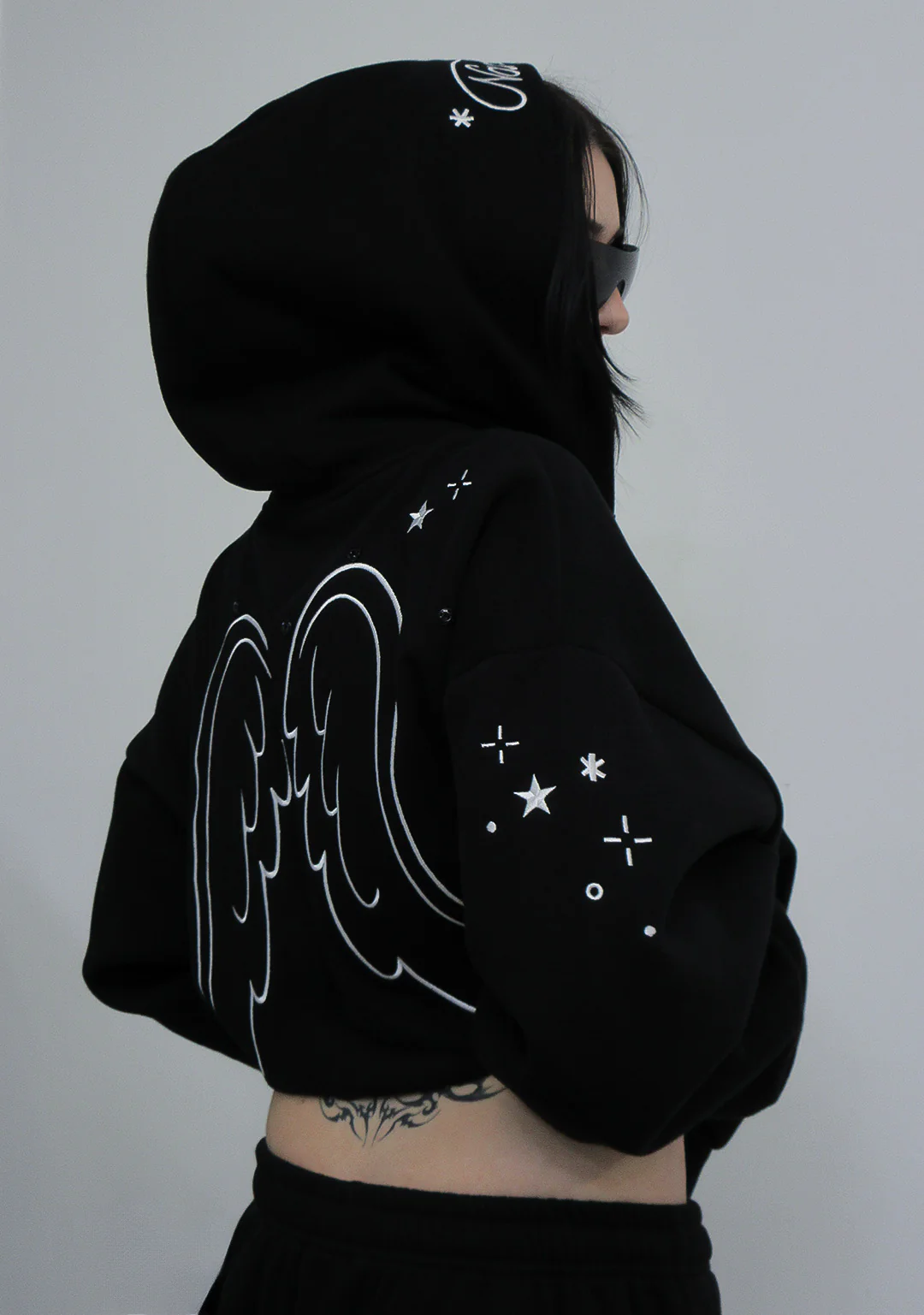 STITCH WINGS ZIP HOODIE BLACK (DETACHABLE WINGS) - Image 7